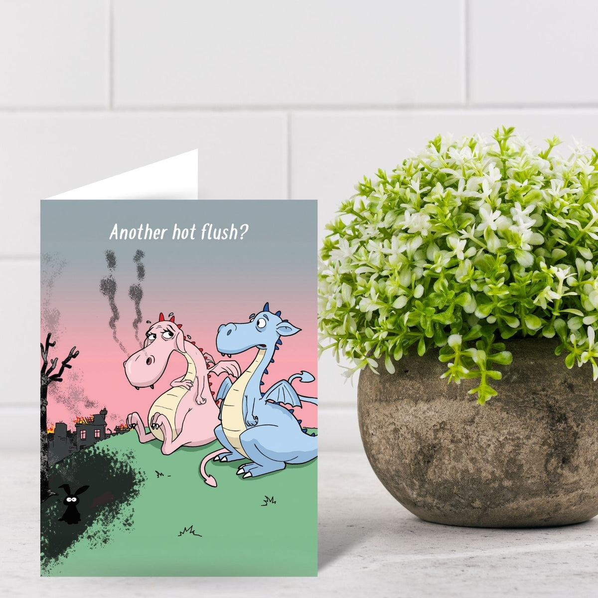 Funny Twizler Greeting Card Hot Flush Dragon Birthday Or Any Occasion Humour