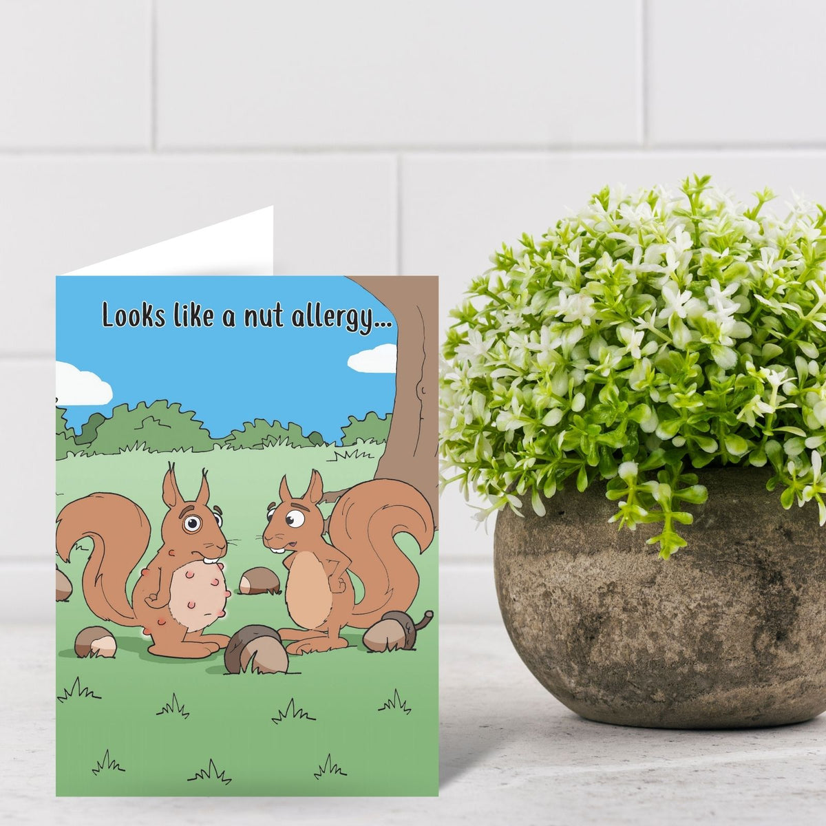 Funny Twizler Greeting Card Squirrel Nut Allergy Birthday Any Occasion Humour