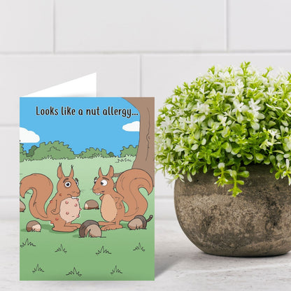 Funny Twizler Greeting Card Squirrel Nut Allergy Birthday Any Occasion Humour