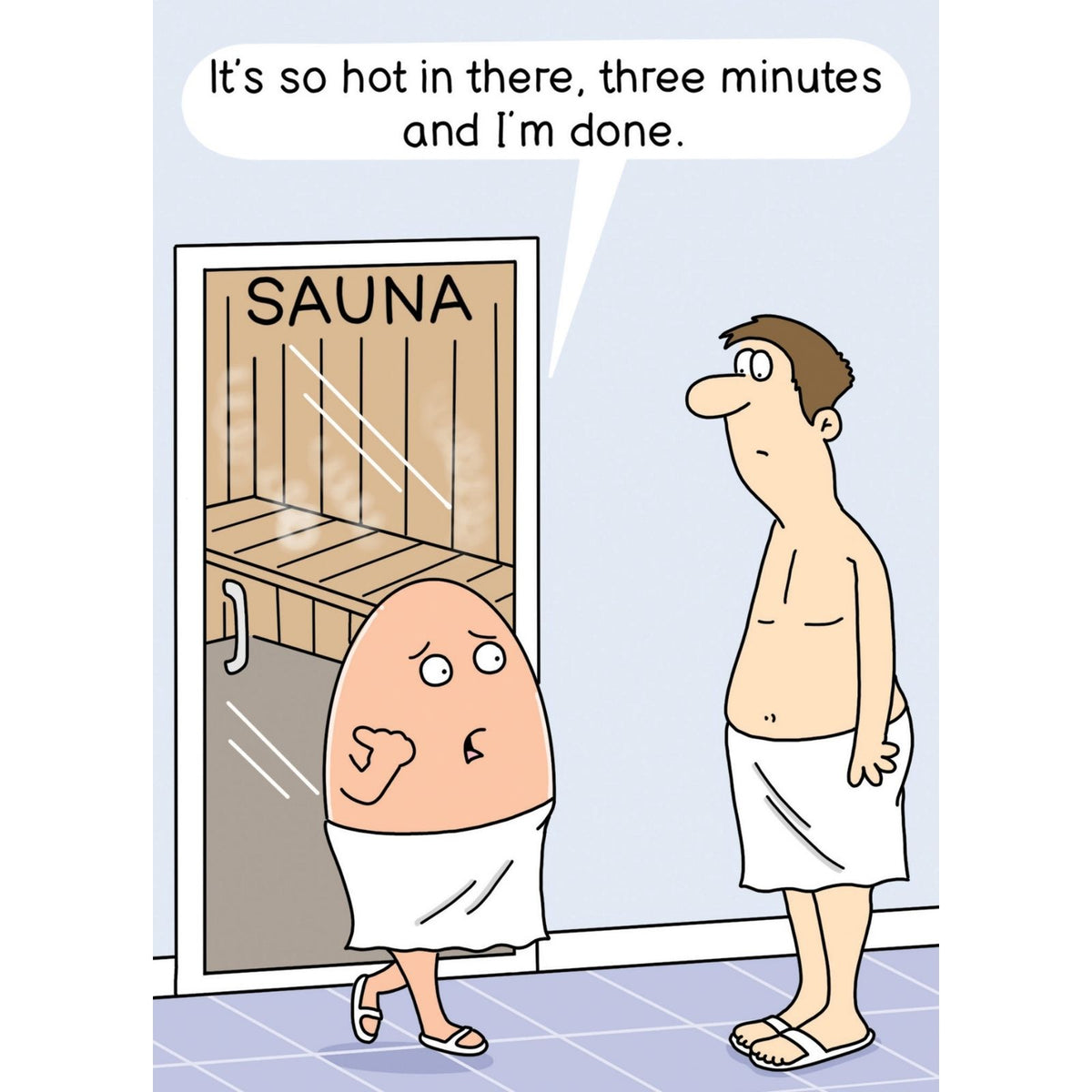 Funny Twizler Greeting Card Egg In A Sauna Birthday Or Any Occasion Humour