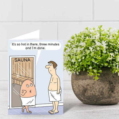 Funny Twizler Greeting Card Egg In A Sauna Birthday Or Any Occasion Humour