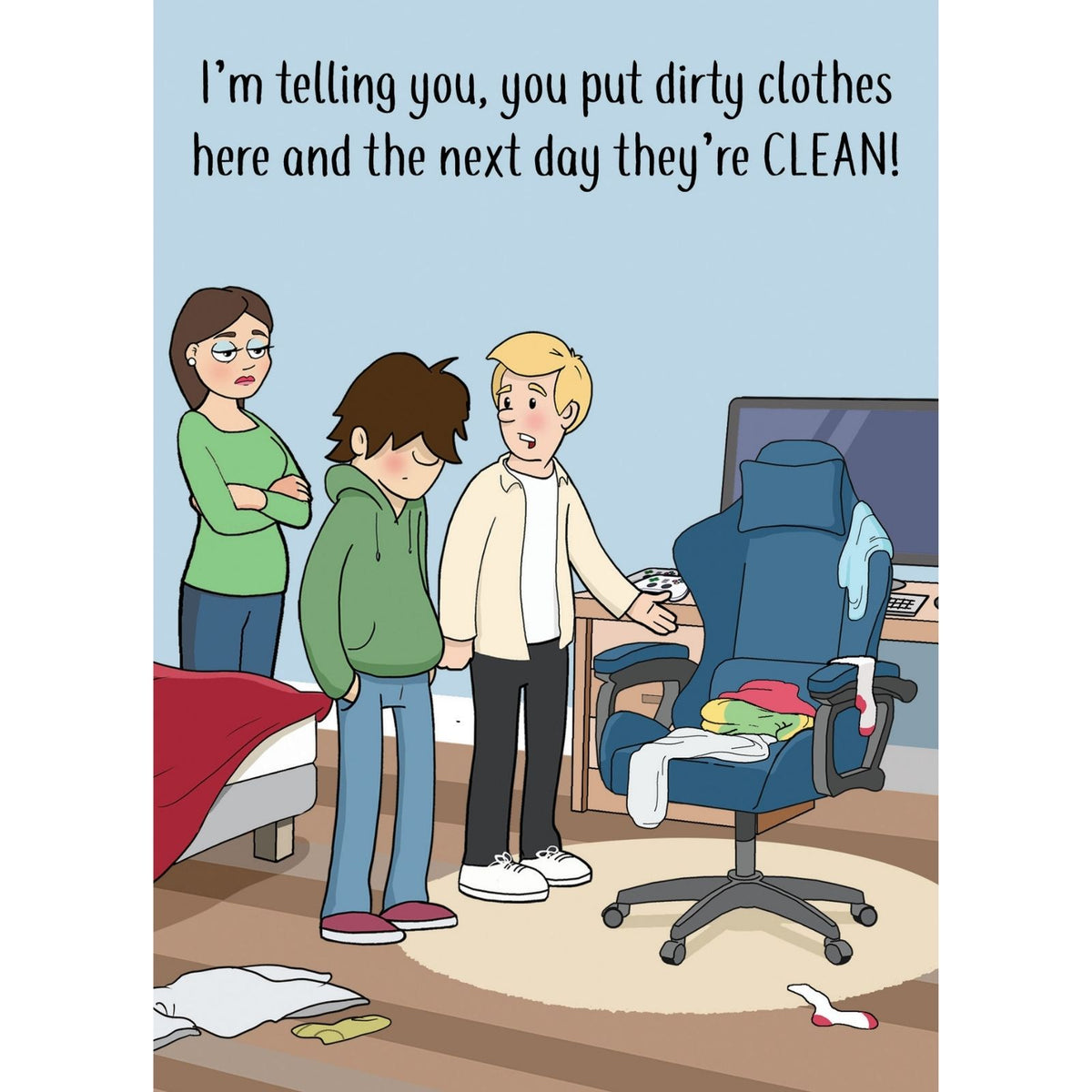 Funny Twizler Greeting Card Teens' Laundry Chair Birthday Or Any Occasion Humour