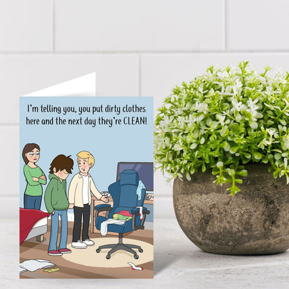 Funny Twizler Greeting Card Teens' Laundry Chair Birthday Or Any Occasion Humour