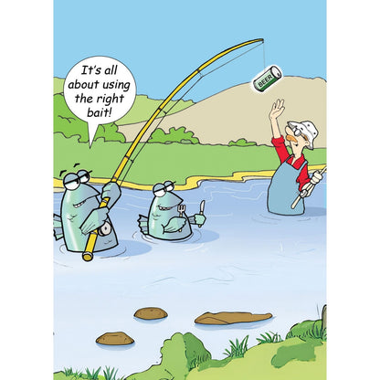 Funny Twizler Greeting Card Fishing With Beer Birthday Or Any Occasion Humour