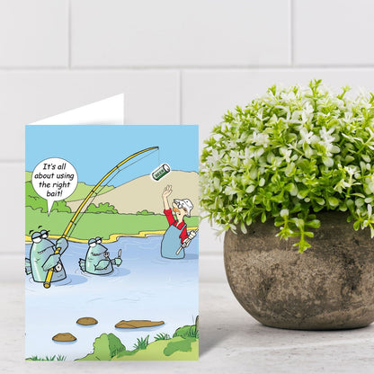 Funny Twizler Greeting Card Fishing With Beer Birthday Or Any Occasion Humour
