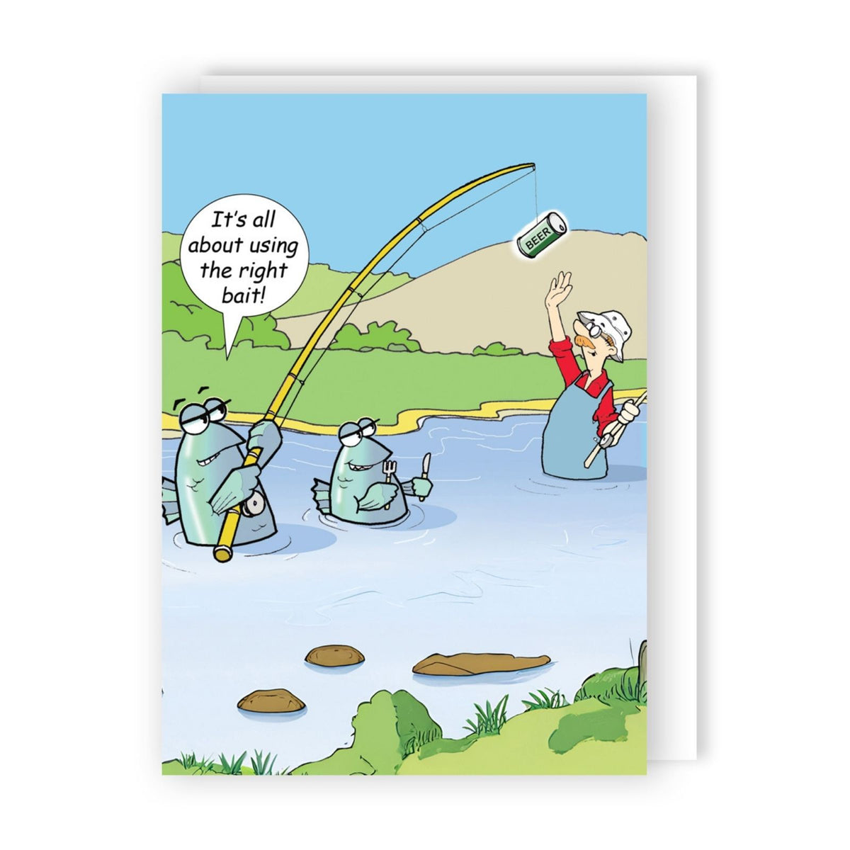 Funny Twizler Greeting Card Fishing With Beer Birthday Or Any Occasion Humour