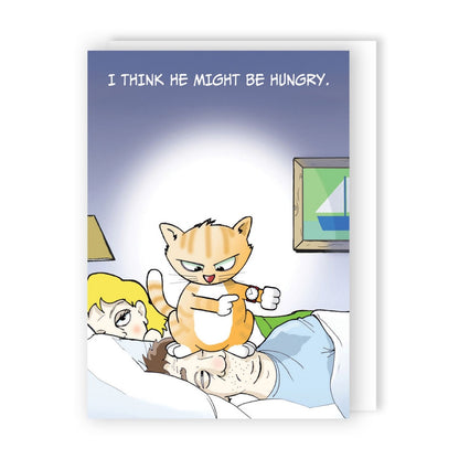 Funny Twizler Greeting Card Hungry Cat Birthday Or Any Occasion Humour