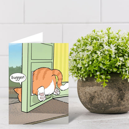 Funny Twizler Greeting Card Fat Cat Stuck Birthday Or Any Occasion Humour