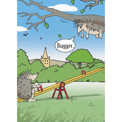 Funny Twizler Greeting Card Hedgehog See-Saw Birthday Or Any Occasion Humour