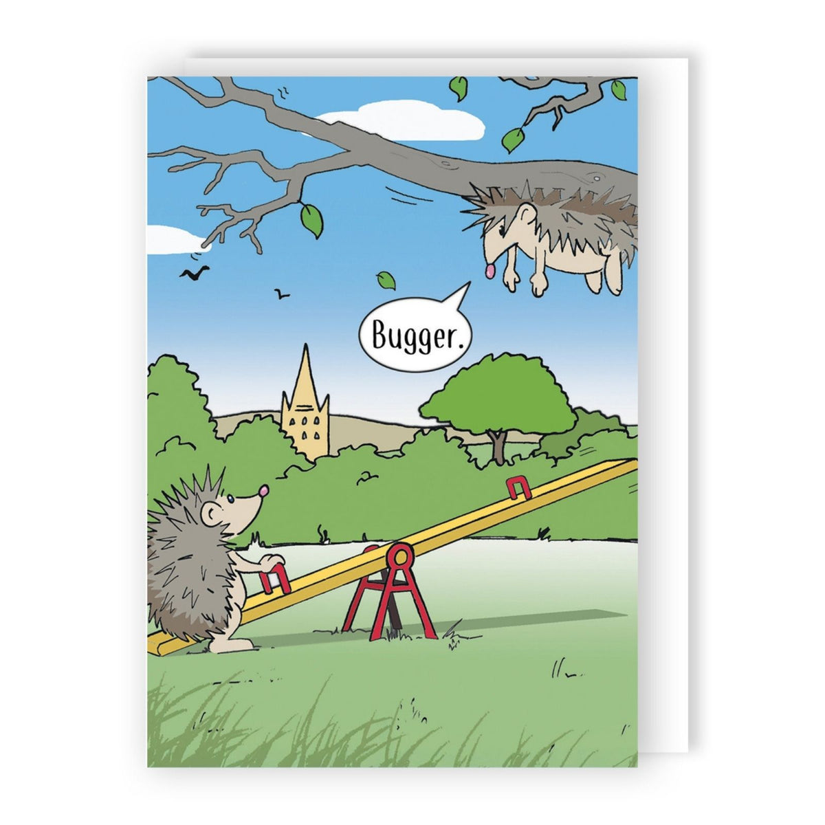 Funny Twizler Greeting Card Hedgehog See-Saw Birthday Or Any Occasion Humour