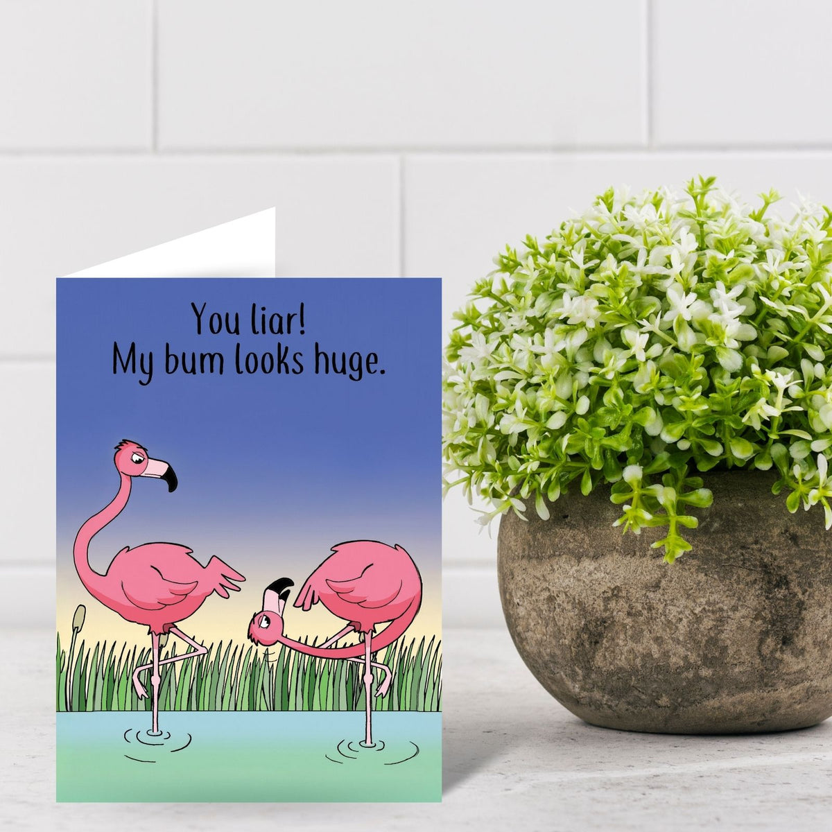 Funny Twizler Greeting Card Big Bum Flamingos Birthday Or Any Occasion Humour