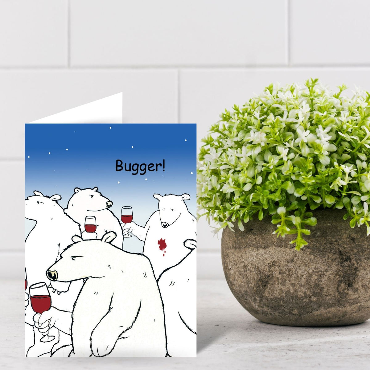Funny Twizler Greeting Card Bears Spilt Wine Birthday Or Any Occasion Humour