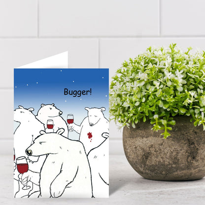 Funny Twizler Greeting Card Bears Spilt Wine Birthday Or Any Occasion Humour