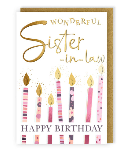 Wonderful Sister-In-Law Magical Birthday Candles Birthday Greeting Card