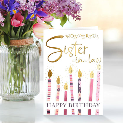Wonderful Sister-In-Law Magical Birthday Candles Birthday Greeting Card