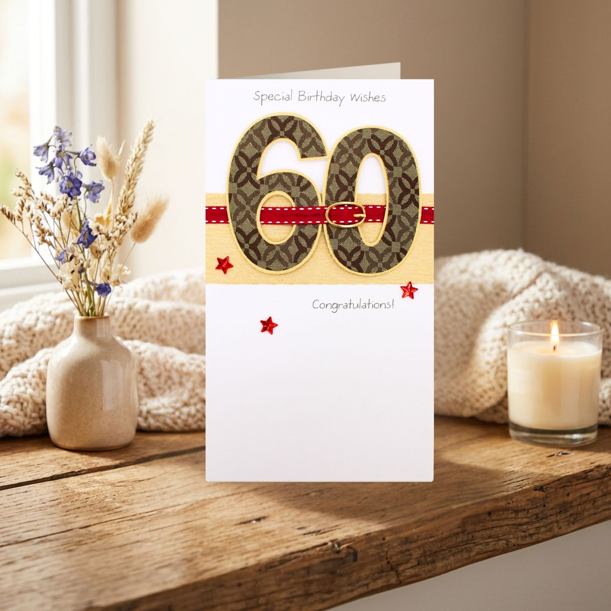 60th Birthday Card For Him Champagne Hand-Finished Embellished 60 Design
