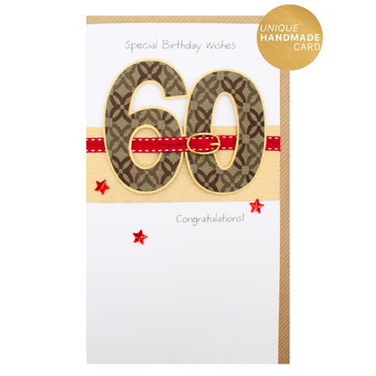 60th Birthday Card For Him Champagne Hand-Finished Embellished 60 Design