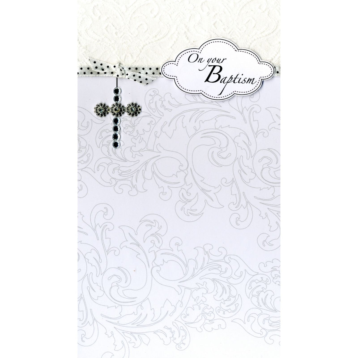 On Your Baptism Card Religious Champagne Hand-Finished Embellished Cross Design