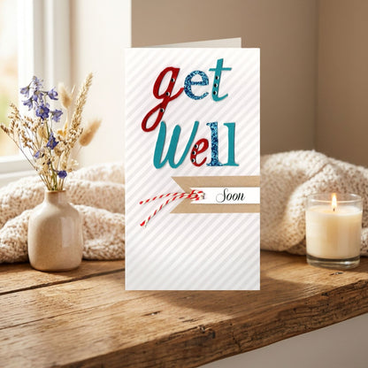 Get Well Soon Card  Champagne Hand-Finished Embellished Speedy Recovery Design