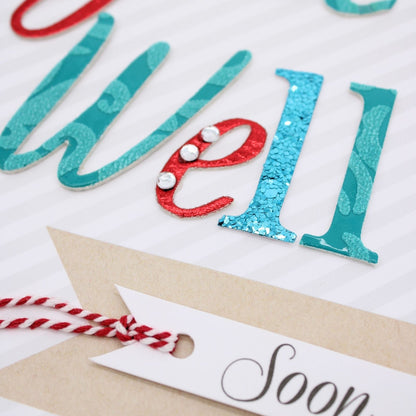 Get Well Soon Card  Champagne Hand-Finished Embellished Speedy Recovery Design