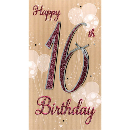 16th Birthday Card For Her Champagne Hand-Finished Embellished Glitter 16 Design