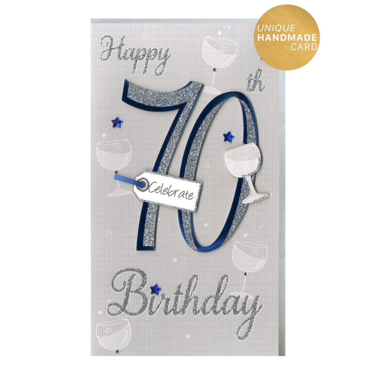 70th Birthday Card For Him Champagne Hand-Finished Embellished Glitter 70 Design