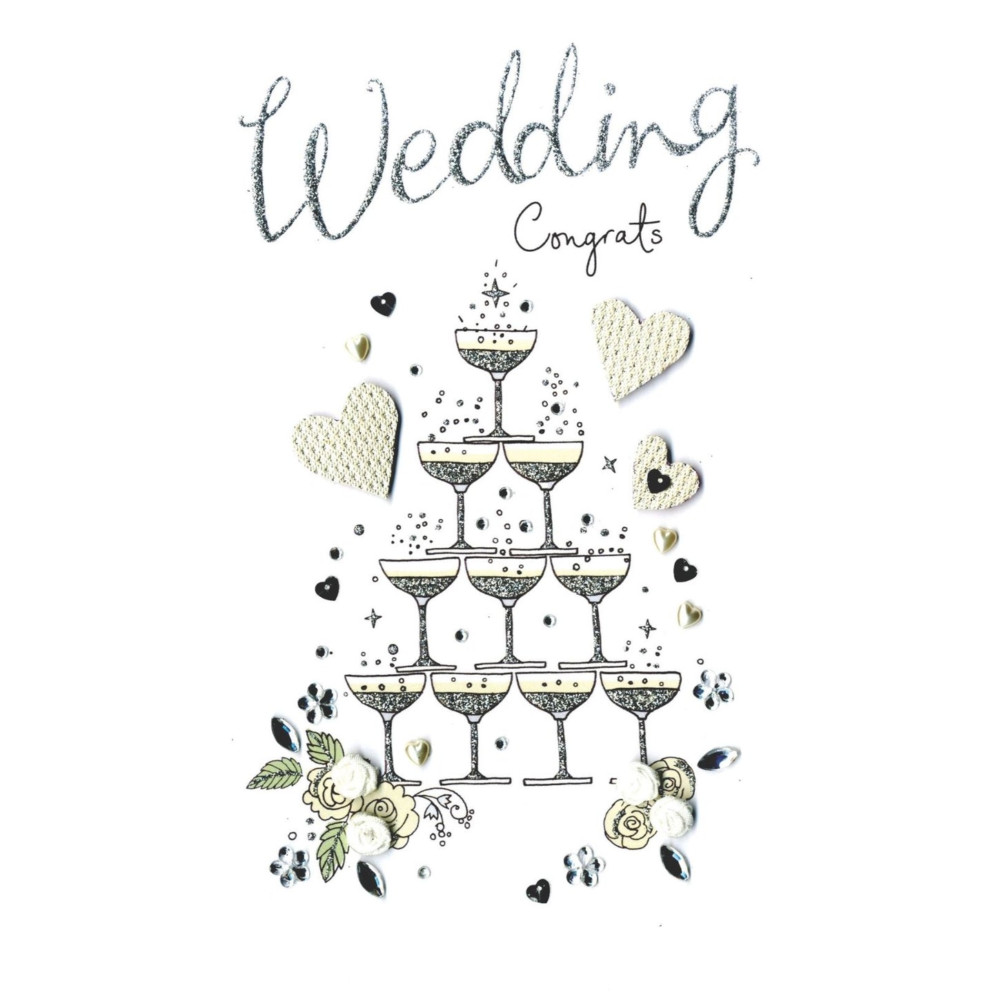 Wedding Card Champagne Hand-Finished Embellished Wedding Congrats Design