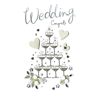Wedding Card Champagne Hand-Finished Embellished Wedding Congrats Design