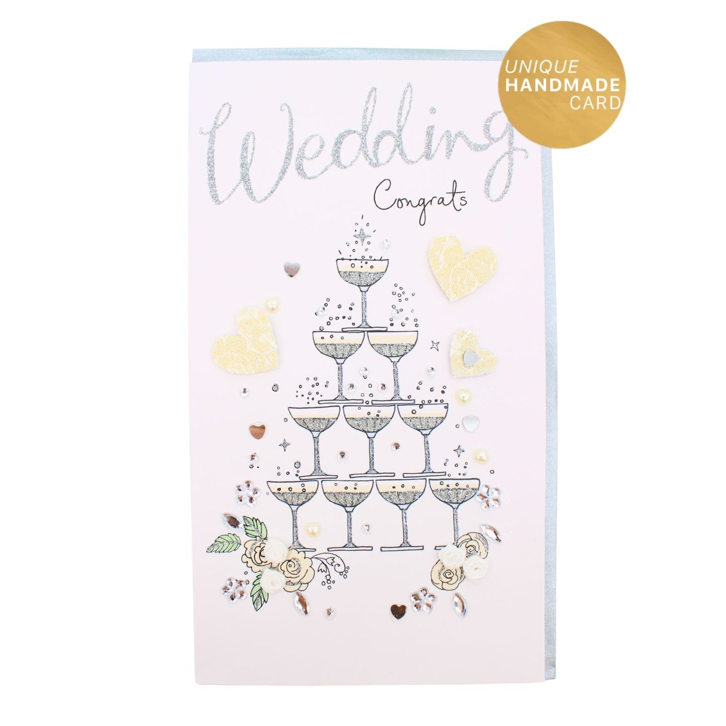 Wedding Card Champagne Hand-Finished Embellished Wedding Congrats Design