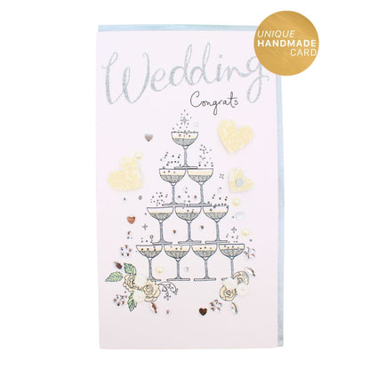 Wedding Card Champagne Hand-Finished Embellished Wedding Congrats Design