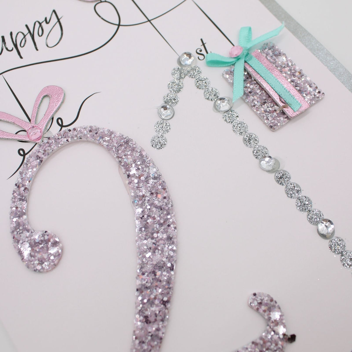 21st Birthday Card For Her Champagne Hand-Finished Embellished Glitsy Design