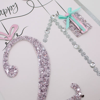 21st Birthday Card For Her Champagne Hand-Finished Embellished Glitsy Design