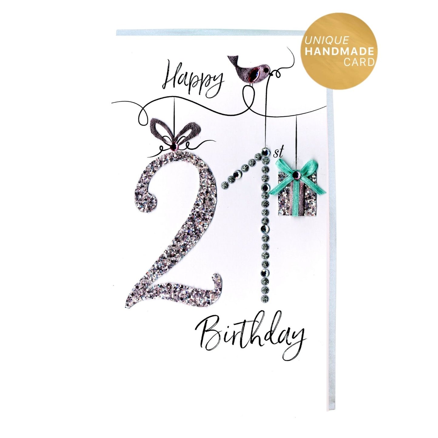 21st Birthday Card For Her Champagne Hand-Finished Embellished Glitsy Design