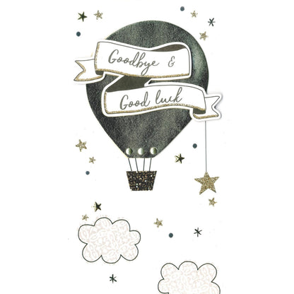 Goodbye & Goodluck Card Champagne Hand-Finished Embellished Balloon Design