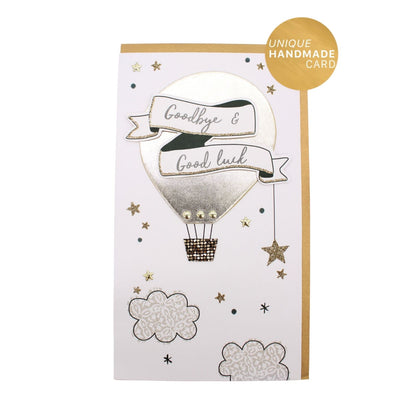 Goodbye & Goodluck Card Champagne Hand-Finished Embellished Balloon Design