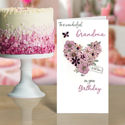 Wonderful Grandma Birthday Greeting Card Hand-Finished