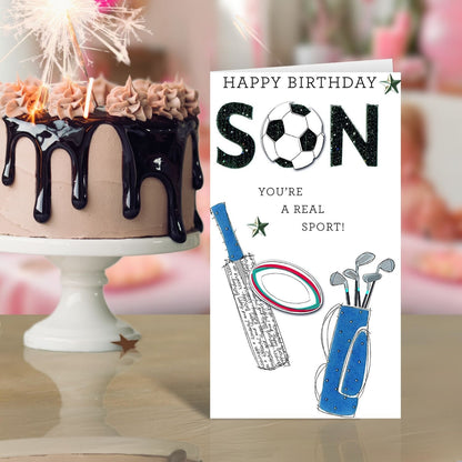 Wonderful Son Birthday Greeting Card Hand-Finished