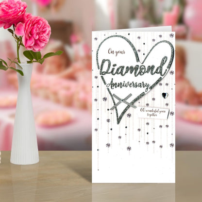 Diamond Anniversary Greeting Card Hand-Finished