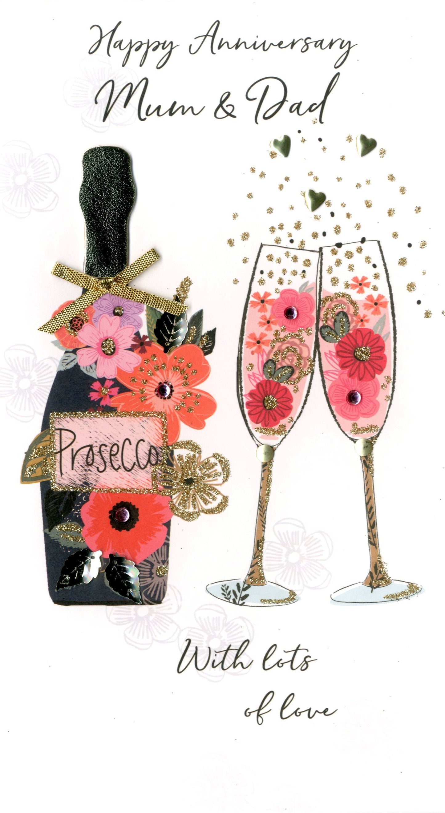 Mum & Dad Anniversary Greeting Card Hand-Finished