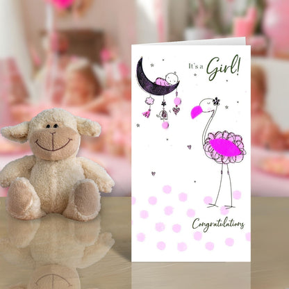 Birth of Your Baby Girl Greeting Card Hand-Finished