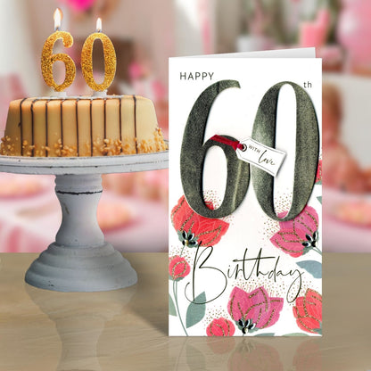 60th Birthday Greeting Card Hand-Finished