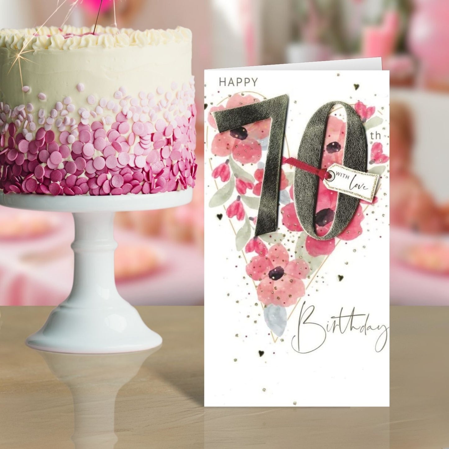 70th Birthday Greeting Card Hand-Finished