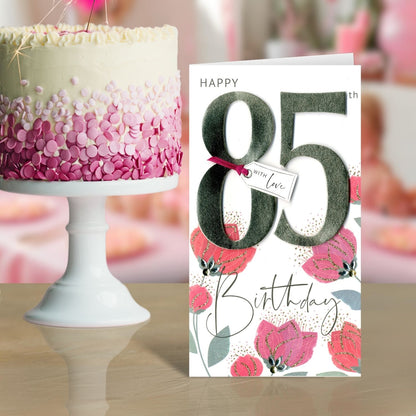 85th Birthday Greeting Card Hand-Finished