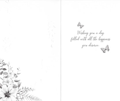 Mum Birthday Card Embellished & Foiled Floral Wreath Champagne Greeting Card