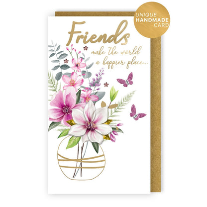 Friend Birthday Card For Her Champagne Hand-Finished Embellished Floral Design