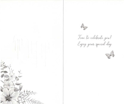 Female 40th Birthday Card Embellished Cake Forty Champagne Greeting Card