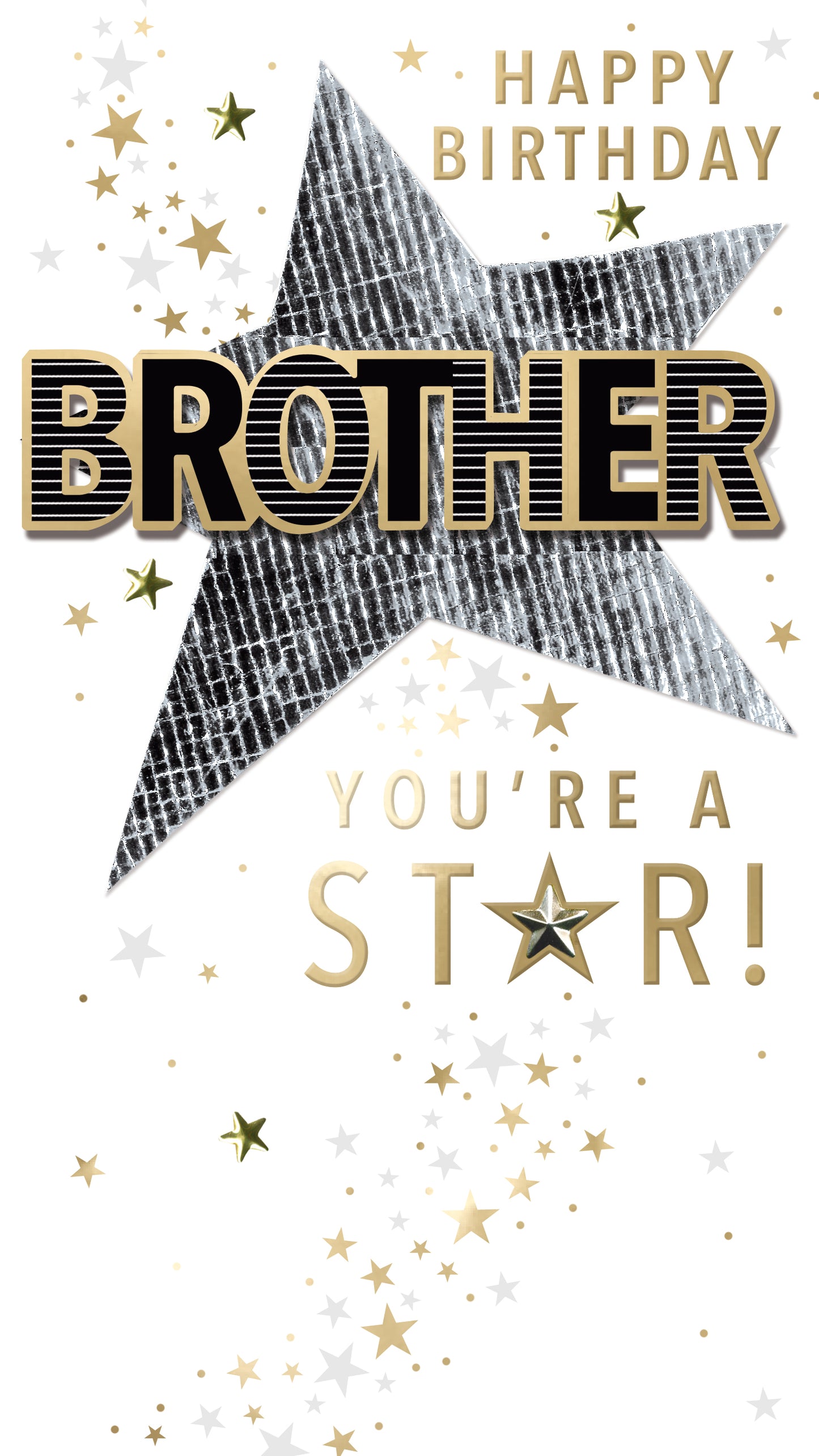Happy Birthday Brother Embellished Birthday Card Champagne Greeting Card