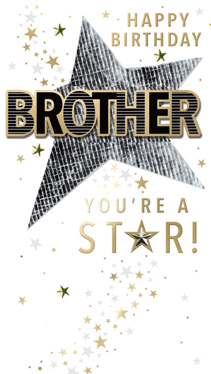 Happy Birthday Brother Embellished Birthday Card Champagne Greeting Card