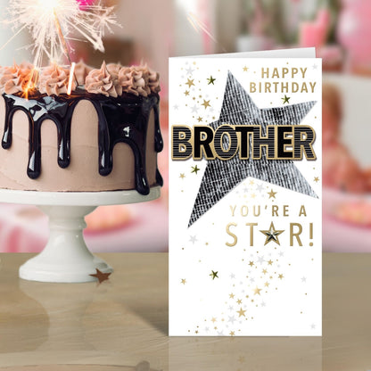 Happy Birthday Brother Embellished Birthday Card Champagne Greeting Card