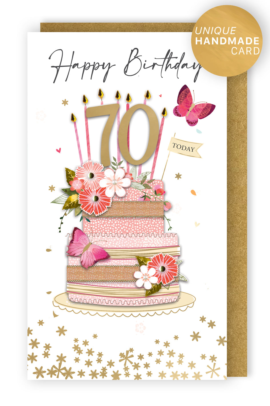 Happy Birthday 70 Today Sweet Surprise Hand-Finished Champagne Birthday Card